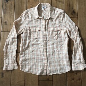🌸Paige plaid light pink l/s woven size small